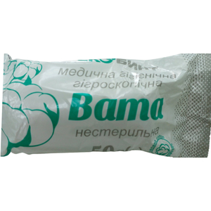 Вата медична гігроскопічна нестерильна ролик 50 г Екобинт